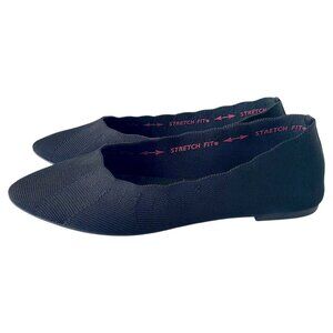 Skechers Cleo Bewitch Women's Sz 7.5 Ballet Flats Black Memory Foam Shoes 48885